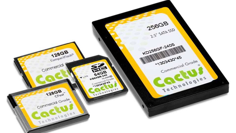 Die Cactus 240 Serie beinhaltet die Formfaktoren Compact Flash, SD Card, CFast, 2,5“-Disk und mSATA.