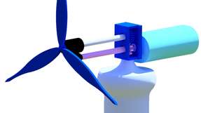 Der vereinfachte Aufbau eines Windkraftrades besteht aus Rotor, Antriebswelle, Getriebe und Generator.
