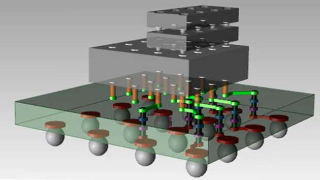 Wie eine 3D-Stadt in einem Turm zeichnen sich 3D-ICs durch die Stapelung mehrerer Siliziumschichten übereinander aus.
