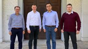 Jörg Schiffer (Goertek Sales Director Europe), Marius Wüstefeld (SE Director Sales & COO), Wilson Dong (Goertek, Sales VP), Patrick Slowinski (SE Line Manager Sensing)