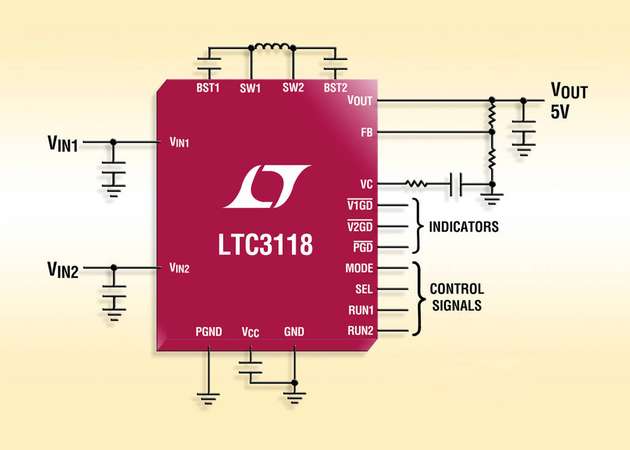 Der LTC3118 ist ein monolithischer Buck-Boost-Converter mit integriertem PowerPath und Zweifacheingang.