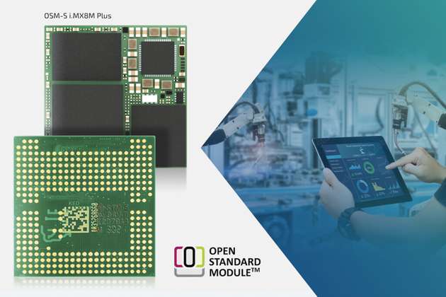 Auf nur 30 mm x 30 mm bietet das auflötbare System-on-Module (SoM) OSM-S i.MX8M Plus 2x GbE-LAN (1x mit TSN-Funktionalität).