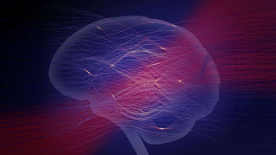 Künstlerische Darstellung eines neuromorphen Systems aus Lichtleitern.