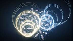 Wenn eine dünne Nickeljodidschicht mit einem ultraschnellen Laserpuls bestrahlt wird, entstehen chirale spiralförmige, magnetoelektrische Schwingungen.
