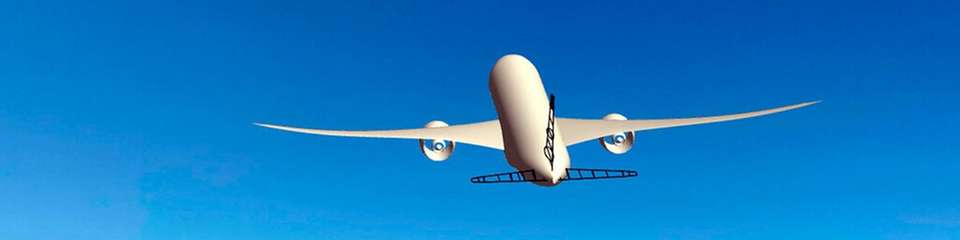 Virtueller Start 
Langstreckenverkehrsflugzeug mit hochgestrecktem, last-geregeltem, ultra-effizientem und intelligentem Flügel beim virtuellen Start im Rahmen einer Simulation.