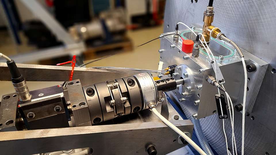 Testgetriebe auf dem Prüfstand im Institut für Maschinenelemente