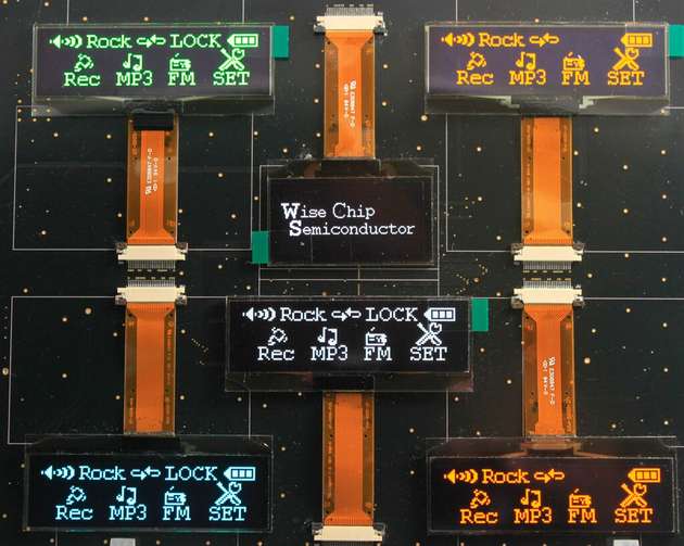 Monochrome Passiv-Matrix-OLED in verschiedenen Farben