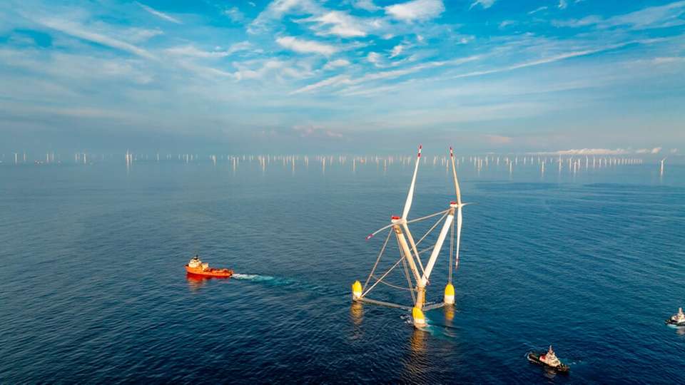 Die OceanX von Mingyang erreicht den Offshore-Windpark Yangjiang Qingzhou IV in Yangjiang, Provinz Guangdong, China.