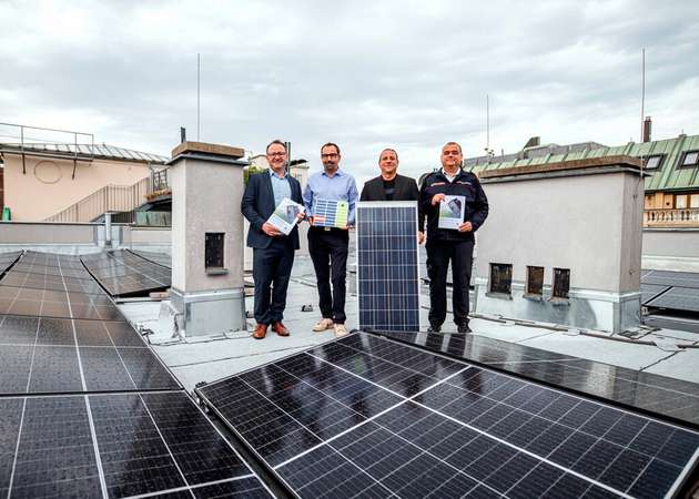 Unterstützer des Brandschutz-Leitfadens für PV-Anlagen: Günther  Schwabegger, Thomas Becker, Christian Bräuer und Martin Mittnecker.