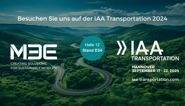 Die eMobility-Experten von M3E freuen sich über Ihren Besuch auf der IAA Transportation in Halle 12, Stand E 54.