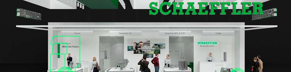 Der Schaeffler-Messestand befindet sich in Halle 12, Stand A40 – erstmalig mit Produktlösungen von Vitesco Technologies auf rund 250 m2 Fläche. 