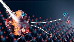 Ein starker Lichtpuls im Terahertz-Bereich trennt geladene leuchtende Trionen in einzelne Elektronen und neutrale Exzitonen auf.