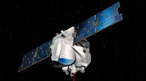 Was Lasertechnik in der Raumfahrt leisten kann Künstlerische Darstellung des MERLIN-Instruments auf Basis der Myriade-Satellitenplattform: Das Projekt umfasste eine deutsch-französische Kooperation zur globalen Überwachung von Methanemissionen.