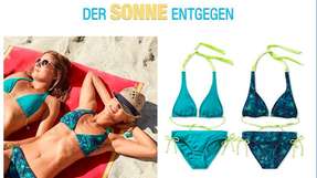 Wer zu früh kommt, muss Beachware shoppen: Bis das Aktionsangebot online geht, wird man in Richtung Billig-Bademode umgeleitet.