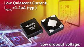 Toshiba präsentiert die Low-Dropout-(LDO)-Spannungsreglern-Serie im Ultra-Miniatur-Gehäusetyp DFN4D - mit einer geringen Größe und verminderten Stromverbrauch.