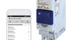 Einfache Bedienung des Frequenzumrichters i500: Parametersätze können per App gespeichert werden. 