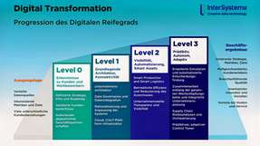 Der Weg hin zur präskriptiven Analyse ist mitunter lang: Nur wenige Betriebe erreichen im digitalen Reifegradmodell Level 1. Die Level 2 und 3 werden in der Praxis nur selten, höchstens in Teilbereichen realisiert.