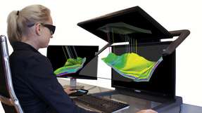 Visualisierung von 3D-Geodaten in der Öl- und Gasindustrie: Hier wird speziell zur Exploration und Produktionssteigerung, in Kombination mit dem 3D PluraView von Schneider Digital, auf stereo-fähige Software gesetzt.